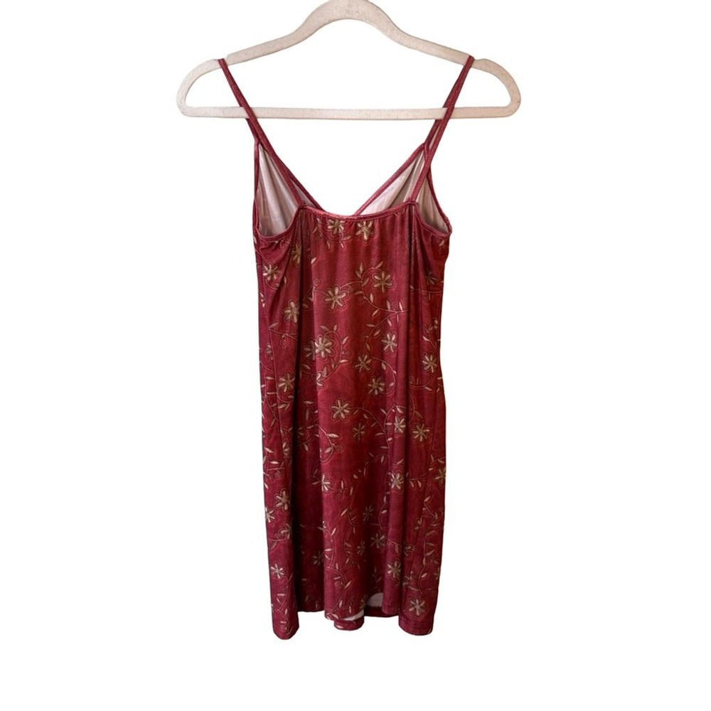 Claudel Vintage Y2K Floral Red Spaghetti Strap Slip Dress Size PS 90s Stretch - Picture 3 of 11